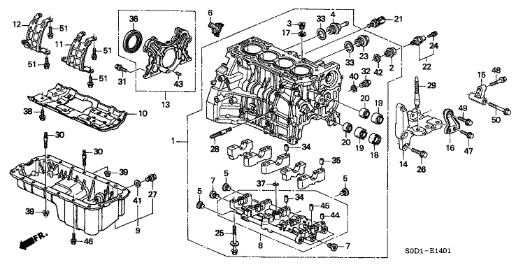 Cylinder block/oil pan (DOHC)