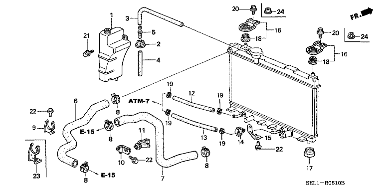 Radiator hose/reserve tank