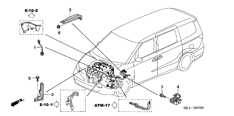 Engine wire harness stay (V6)