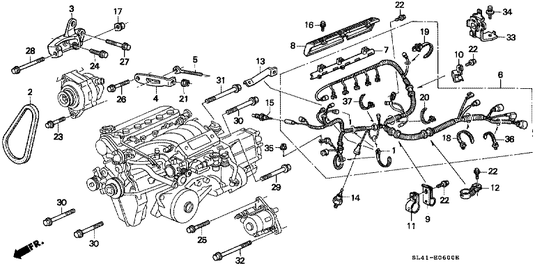 Engine wire harness/clamp