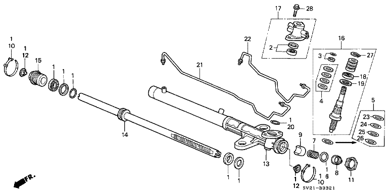 Power steering gearbox short parts (left-hand drive car)