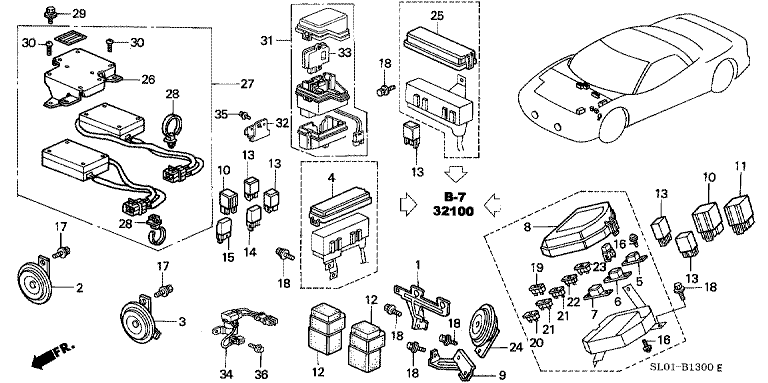 Control unit (horn, relay, fuse)