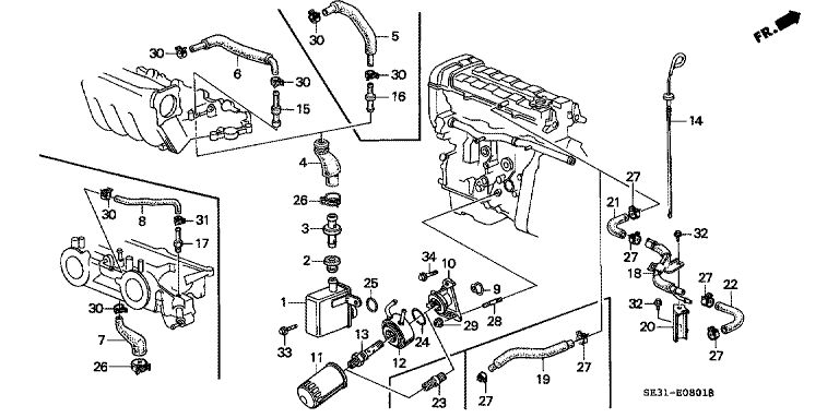 Breather chamber/oil filter (DOHC)