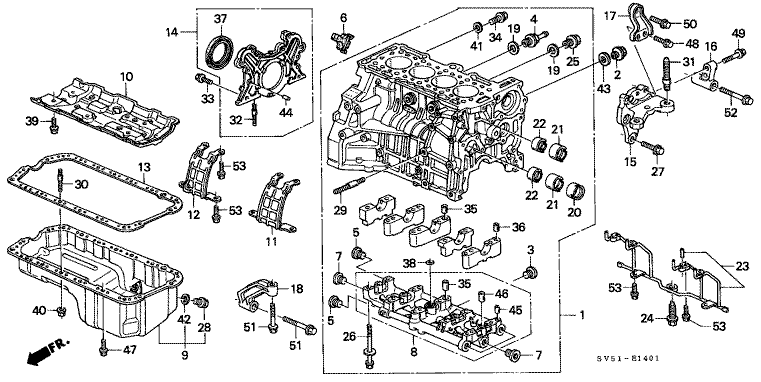 Cylinder block/oil pan (DOHC)