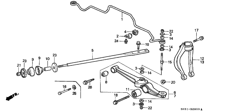 Front lower arm/front stabilizer