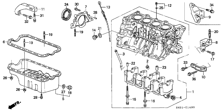 Cylinder block/oil pan (SOHC, DOHC)