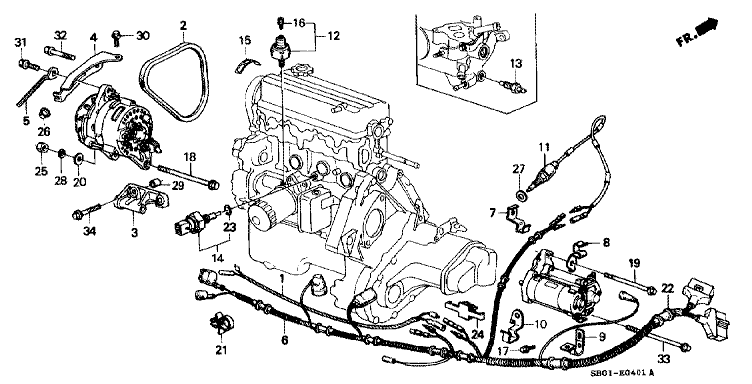 Engine sub-cord (carb)
