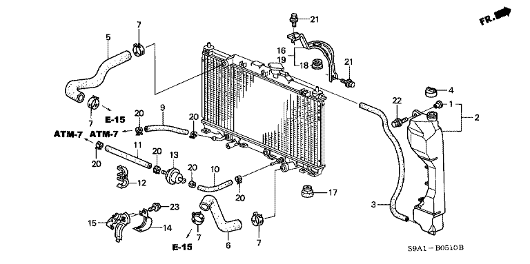 Radiator hose/reserve tank