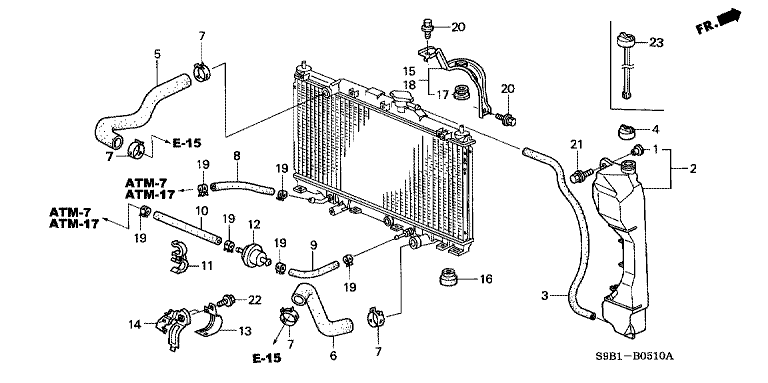 Radiator hose/reserve tank