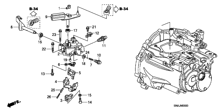 Shift arm/shift lever (1.8L)