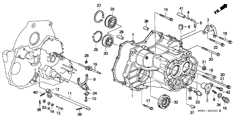 Transmission case/shift fork