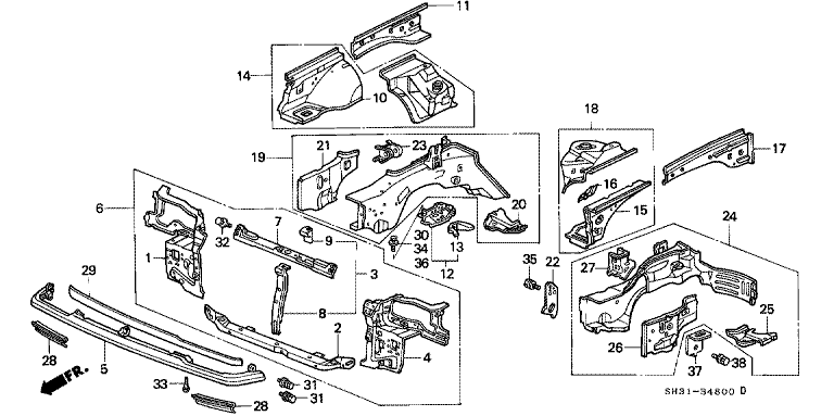 Front bulkhead/front wheelhouse