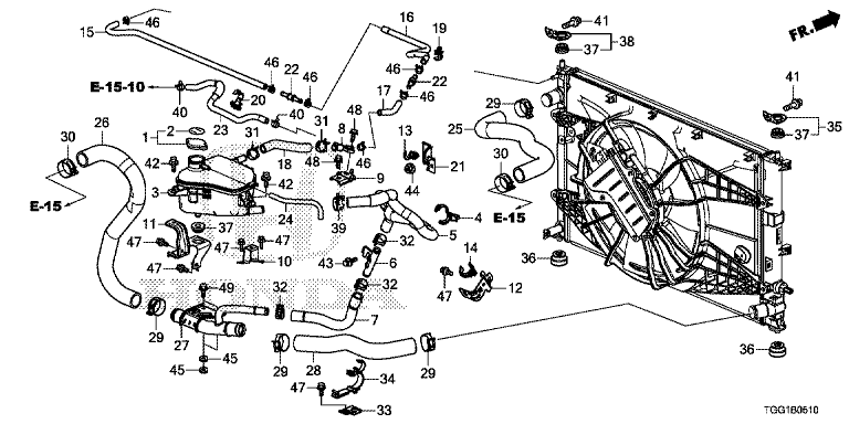 Radiator hose/expansion tank