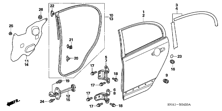 Rear door panel