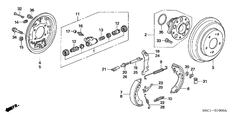 Rear brake (drum)