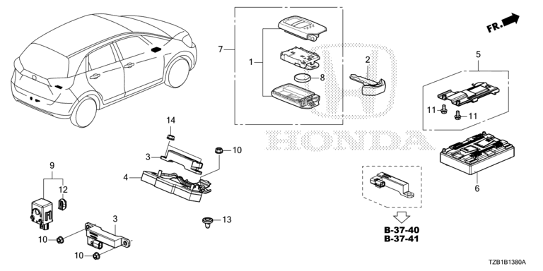 38387-TZA-J01 Antenna ASSY., LF Honda | YoshiParts