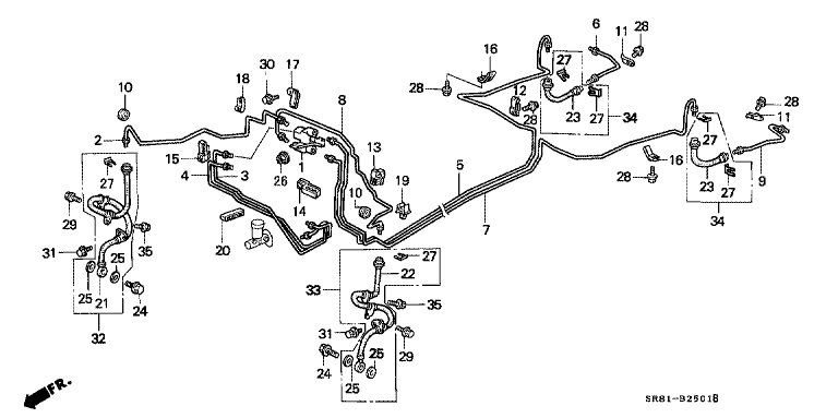 Brake pipe/hose (left-hand drive car)