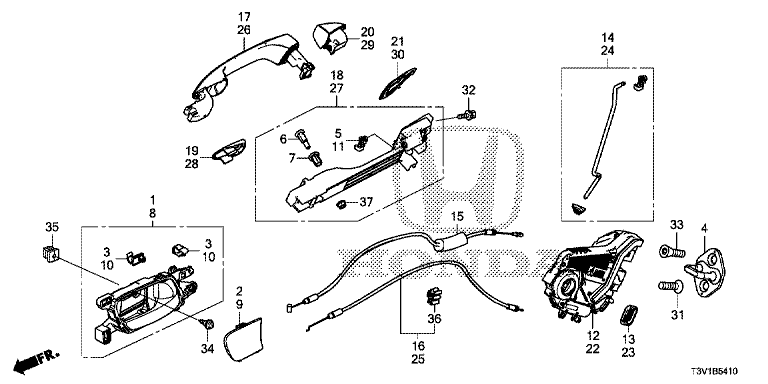 Rear door lock/outer handle