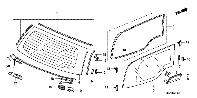Rear windshield glass/quarter glass