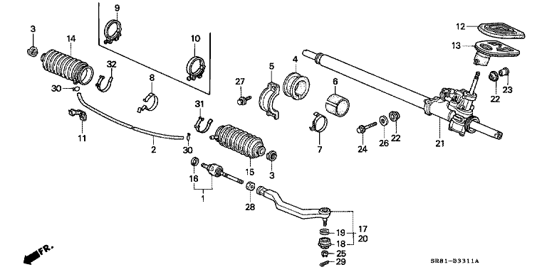 Power steering gearbox (left-hand drive car)