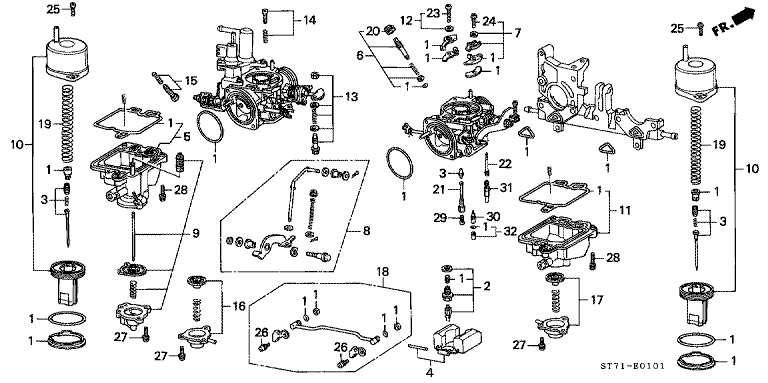 Dual carburetor components