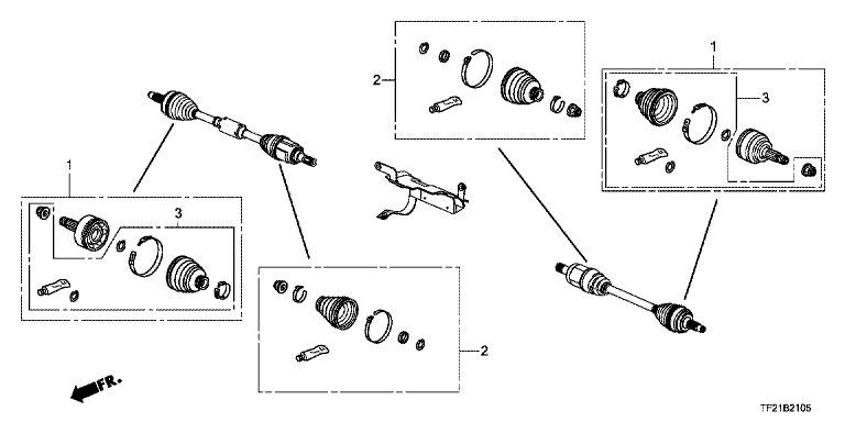 Front drive shaft set short parts