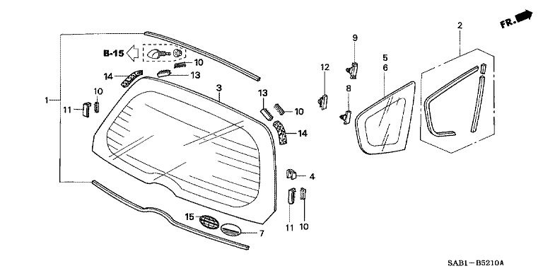 Rear windshield glass/quarter glass