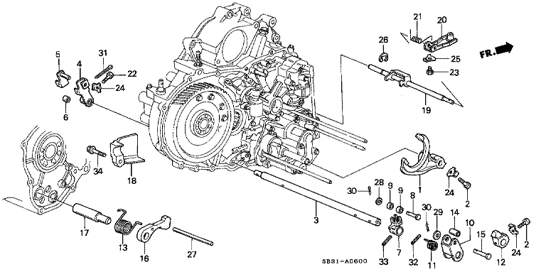 Control lever / throttle valve shaft