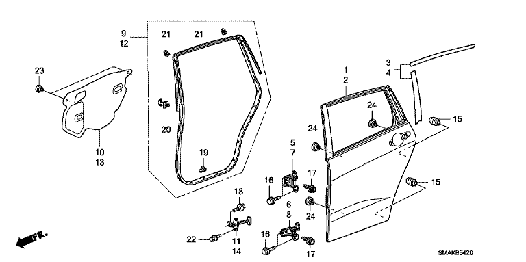 Rear door panel