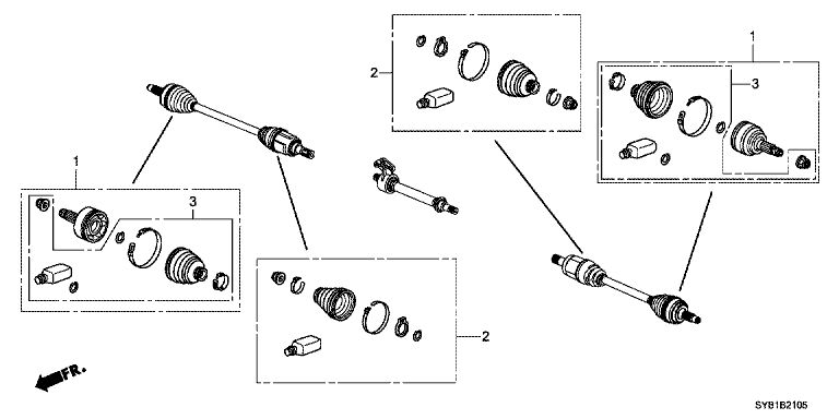 Front drive shaft set short parts