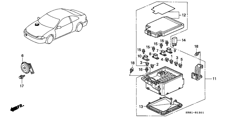 Control unit (engine room) (left-hand drive car)