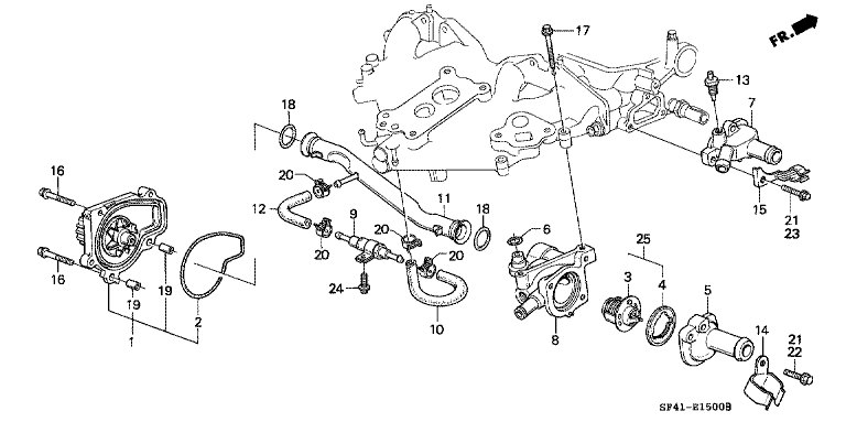Water pump/thermostat (carburetor)
