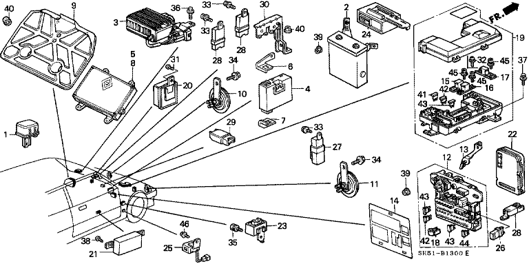 Horn/fuse box/relay