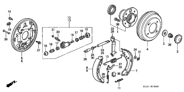 Rear brake (drum)