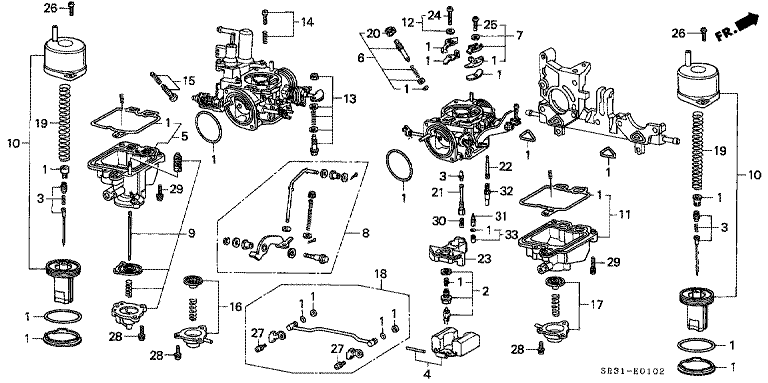 Dual carburetor components