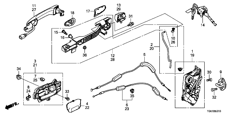 Front door lock/outer handle