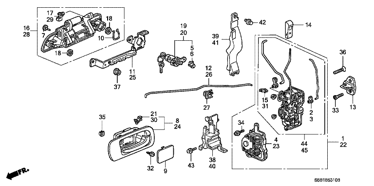 Front door lock/outer handle