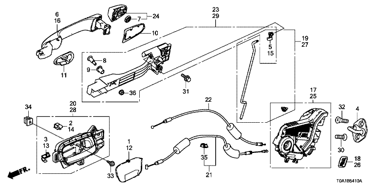 Rear door lock/outer handle