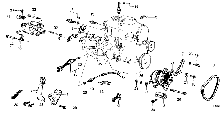 A.C. Generator Bracket/Various Sensors