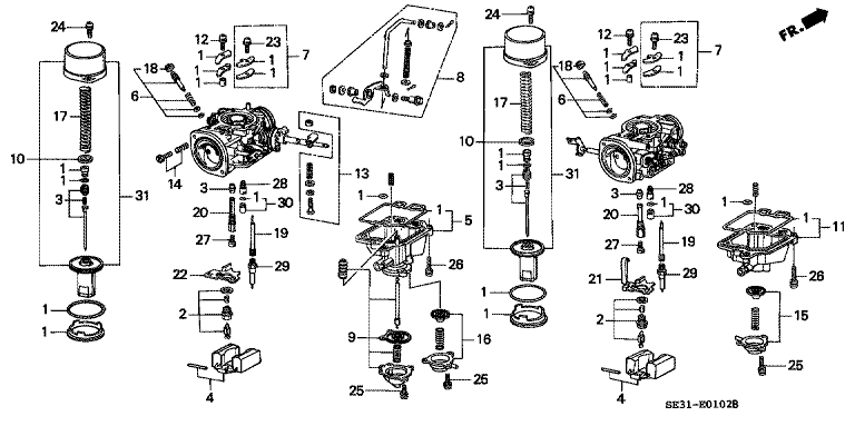 Dual carburetor components