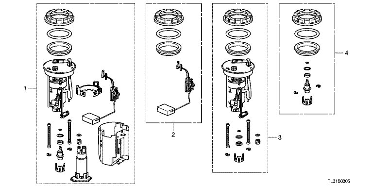 Fuel tank set short parts