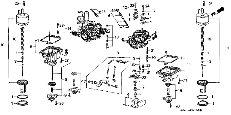 Dual carburetor components