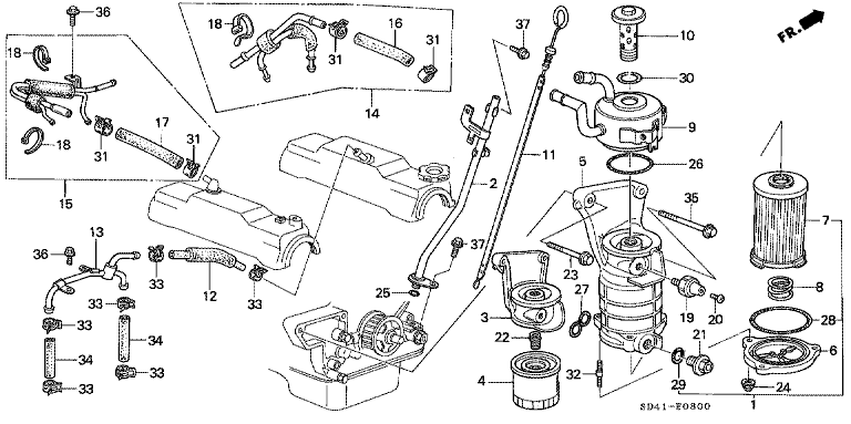Oil cooler / breather pipe