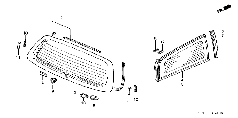 Rear windshield glass