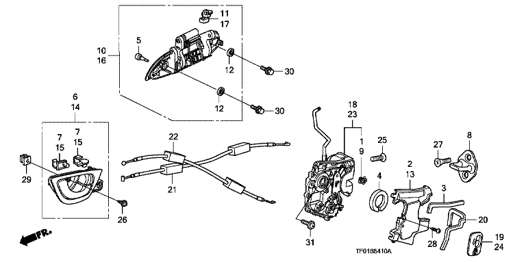 Rear door lock/outer handle
