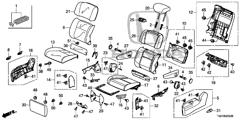 Middle seat (R.) (cradle seat)