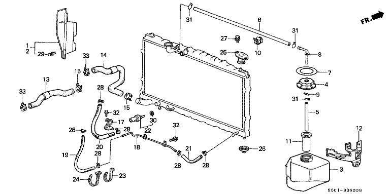 Radiator hose/reserve tank