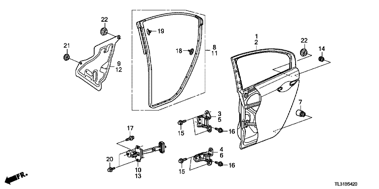 Rear door panel