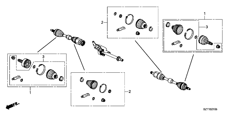 Front drive shaft set short parts