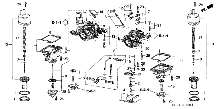 Dual carburetor (short parts)